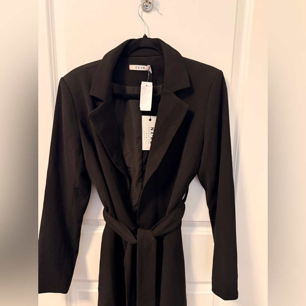 NA-KD Women's Black Belted Blazer Dress